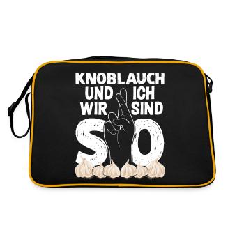 Knoblauch und Ich Knoblauchzehen Garlic - Retro Tasche - Schwarz/Gold - Hinten
