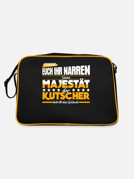 Kutsche Pferdekutsche Witz Kutscher - Retro Tasche - Schwarz/Gold - Hinten