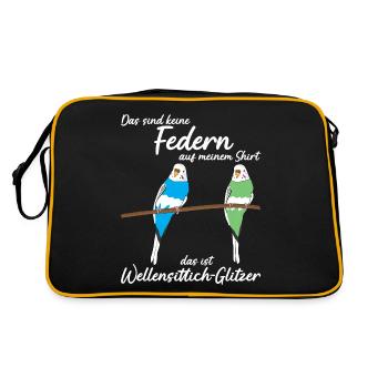 Wellensittiche Federn Wellensittich - Retro Tasche - Schwarz/Gold - Hinten