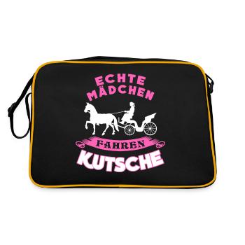 Kutsche Mädchen Pferdekutsche Kutscher - Retro Tasche - Schwarz/Gold - Hinten