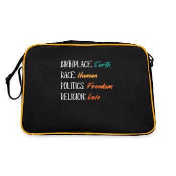 Birthplace Earth - Race Human Rights Humanity - Retro Tasche - Schwarz/Gold - Hinten