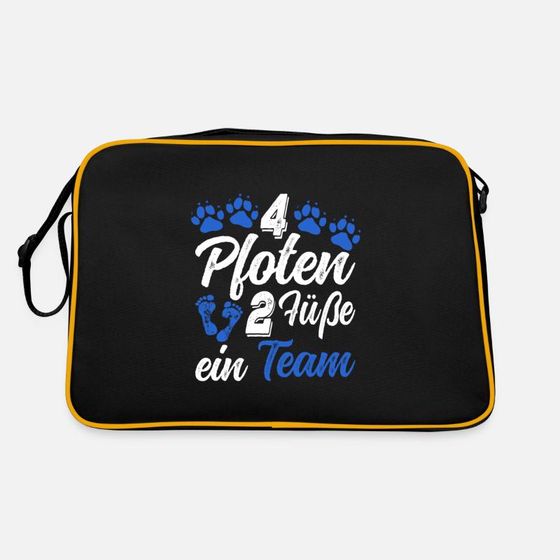 Liebe hat vier Pfoten Hunde Besitzer 4 Pfoten - Retro Tasche - Schwarz/Gold