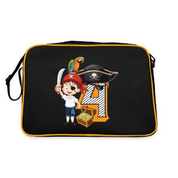 4th Birthday Children's Birthday Pirate Treasure - Retro Bag - black/gold - Back