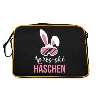 Après-Ski Häschen Ski Alpen Winterurlaub - Retro Tasche - Schwarz/Gold - Hinten