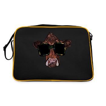 Vache avec lunettes de soleil motif de vache - Sac Retro - noir/or - Dos