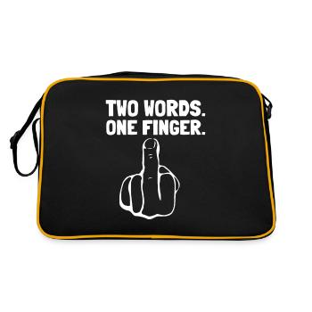 finger two words one Middle finger humor fuck you - Retro Bag - black/gold - Back