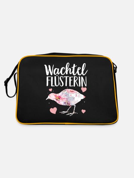 Wachtel Flüsterin Wachtelzüchter Wachteln Geschenk - Retro Tasche - Schwarz/Gold - Hinten