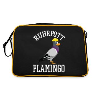 Ruhrpott Flamingo Rheingebiet NRW Ruhr - Retro Tasche - Schwarz/Gold - Hinten