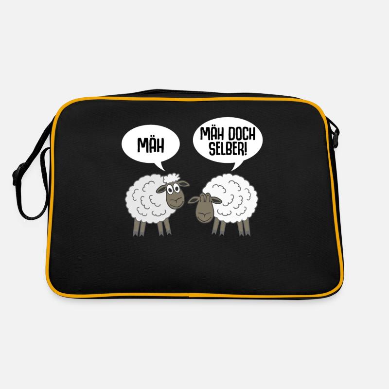 Schaf lustig Schafe - Retro Tasche - Schwarz/Gold