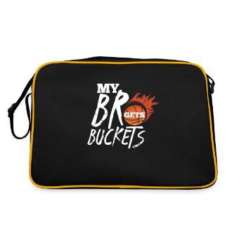 Basketball Bruder Schwester Basketballer Geschenk - Retro Tasche - Schwarz/Gold - Hinten