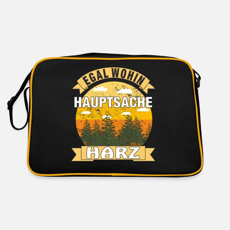 HAUPTSACHE HARZ - Retro Tasche - Schwarz/Gold