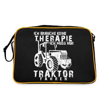 Traktor Landmaschine Bauern Trecker - Retro Tasche - Schwarz/Gold - Hinten