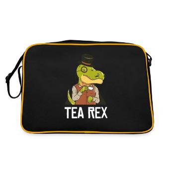 T-Rex Dinosaur with Tea Tea Rex Tyrannosarus - Retro Bag - black/gold - Back