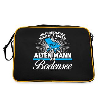 Bodensee Urlaub - Retro Tasche - Schwarz/Gold - Hinten