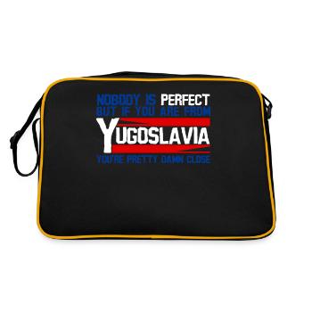 Yugoslavia Spruch Witz Jugoslawien - Retro Tasche - Schwarz/Gold - Hinten