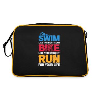 Triathlon Triathlète Sportif Cadeau - Sac Retro - noir/or - Dos