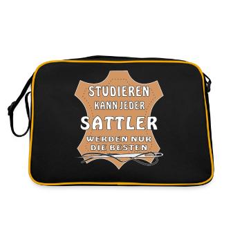 STUDIEREN KANN JEDER SATTLER WERDEN NUR - Retro Tasche - Schwarz/Gold - Hinten