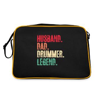 Schlagzeug Vater Ehemann Drummer Vatertag Geschenk - Retro Tasche - Schwarz/Gold - Hinten