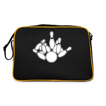 Kegeln Bowling Kegel Kegler - Retro Tasche - Schwarz/Gold - Hinten
