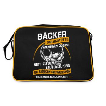 Bäcker Sarkastischer Konditor Spruch - Retro Tasche - Schwarz/Gold - Hinten