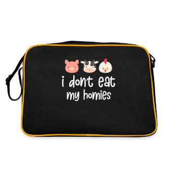 Vegan Veganer Veganismus Tierrechte Geschenk - Retro Tasche - Schwarz/Gold - Hinten
