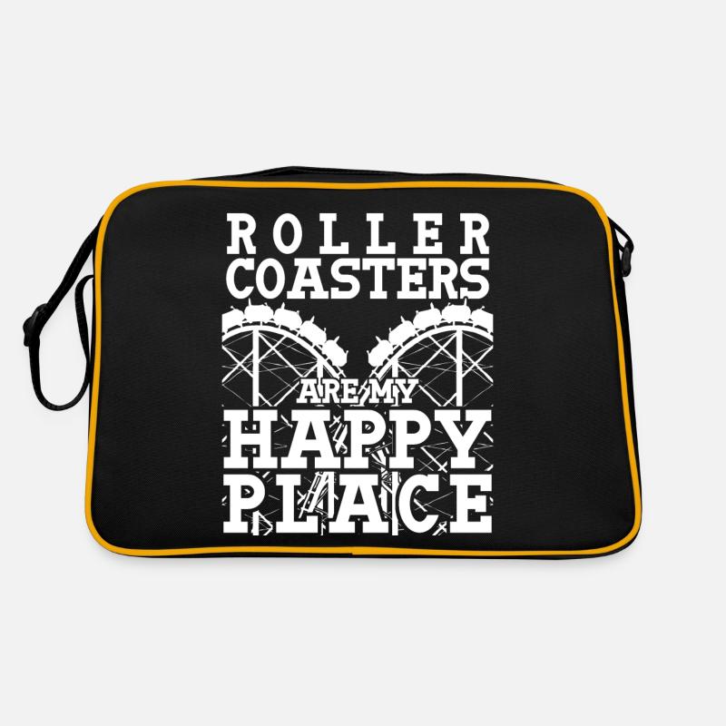 Achterbahn Kirmes Roller Coasters - Retro Tasche - Schwarz/Gold