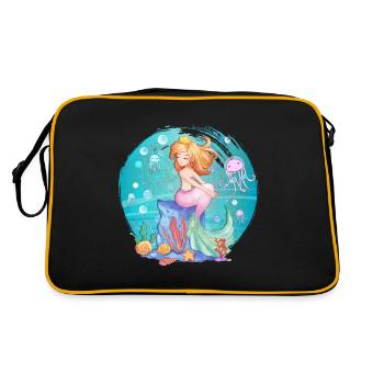 Meerjungfrauen Nixe Geschenk - Retro Tasche - Schwarz/Gold - Hinten