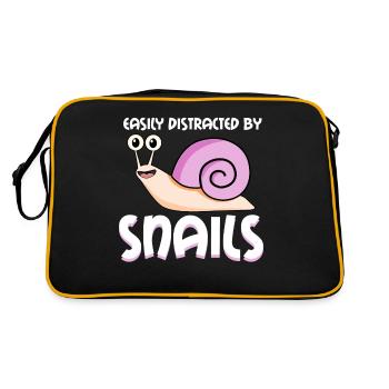 Schnecken Spruch Snails Schnecke - Retro Tasche - Schwarz/Gold - Hinten