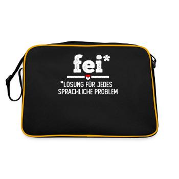 Franken Fei Fränkisch Lieblingswort Frankenland - Retro Tasche - Schwarz/Gold - Hinten