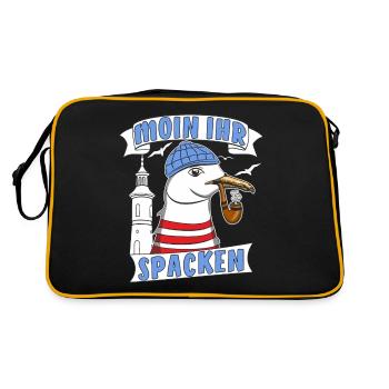 MÖWE MOIN IHR SPACKEN - Retro Tasche - Schwarz/Gold - Hinten