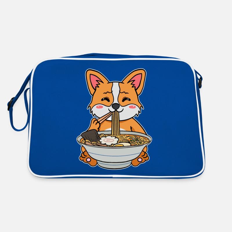 Corgi dog eats ramen noodle soup Retro Bag