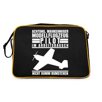 Modellflug Modellflieger Modellbauer - Retro Tasche - Schwarz/Gold - Hinten