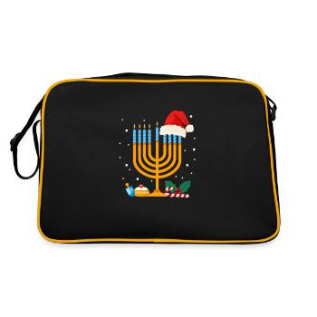 Hanukkah Jüdisch Israel Juden Chanukka Geschenk - Retro Tasche - Schwarz/Gold - Hinten