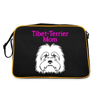 Tibet Terrier Mom Mama Tibet-Terrier - Retro Tasche - Schwarz/Gold - Hinten