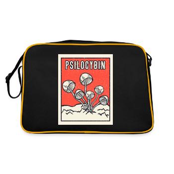 Champignon Mycologie Psilocybine Hallucinogène Magie - Sac Retro - noir/or - Dos