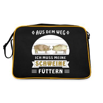 AUS DEM WEG ICH MUSS MEINE SCHWEINE FÜTTERN - Retro Tasche - Schwarz/Gold - Hinten