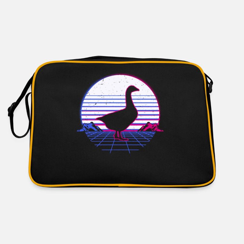 Retro Vintage Retrowave Gans Gänse Vogel - Retro Tasche - Schwarz/Gold