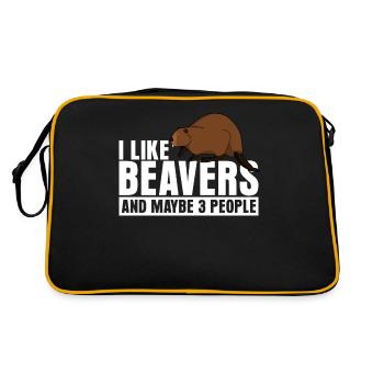 Biber Spruch - Retro Tasche - Schwarz/Gold - Hinten