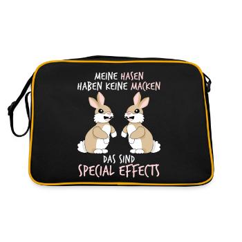 Hasen Hase Kaninchen - Retro Tasche - Schwarz/Gold - Hinten
