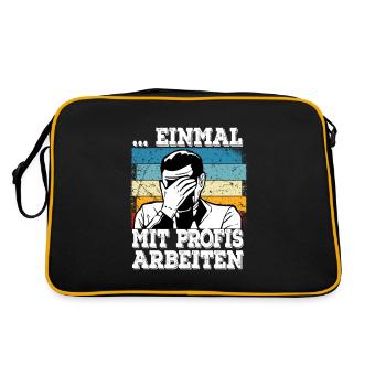 Alter Katastrophe Einmal mit Profis Arbeiten - Retro Tasche - Schwarz/Gold - Hinten