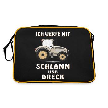 ICH WERFE MIT SCHLAMM UND DRECK - Retro Tasche - Schwarz/Gold - Hinten
