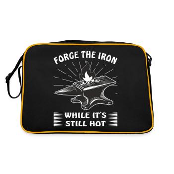 AMBOSS SCHMIED FORGE THE IRON WHILE IT'S STILL HOT - Retro Tasche - Schwarz/Gold - Hinten