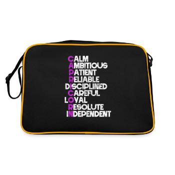Sternzeichen Steinbock - Retro Tasche - Schwarz/Gold - Hinten