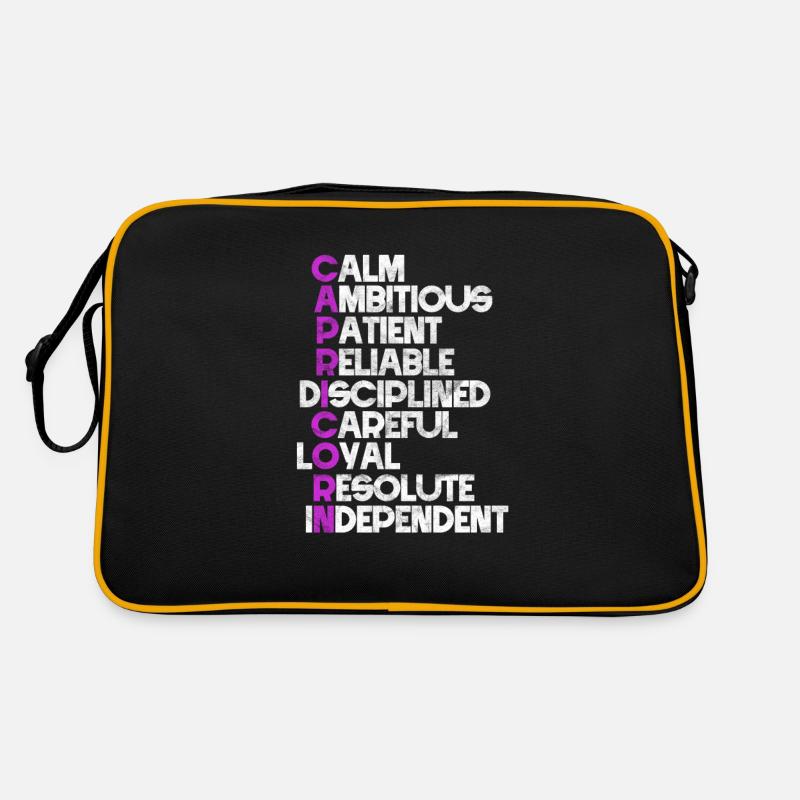 Sternzeichen Steinbock - Retro Tasche - Schwarz/Gold