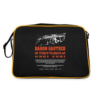 Baron Gautsch Wrack Adria Kroatien Tauchen - Retro Tasche - Schwarz/Gold - Hinten