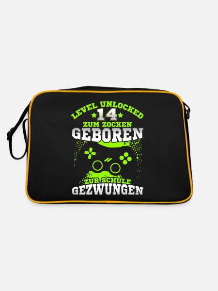14. Geburtstag Geschenk für Jungen Gaming Zocken - Retro Tasche - Schwarz/Gold