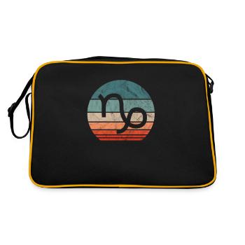 Sternzeichen Steinbock - Retro Tasche - Schwarz/Gold - Hinten
