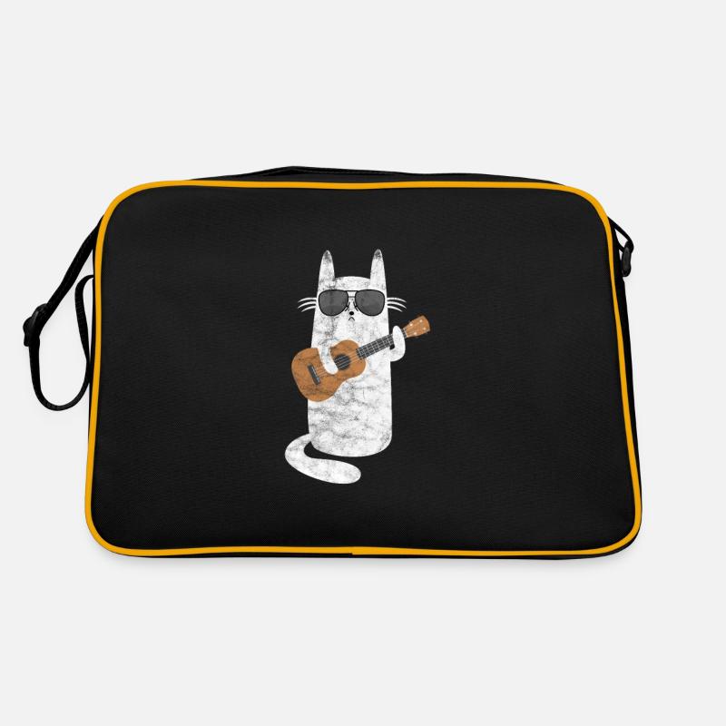 Chat ukulélé - Sac Retro - noir/or