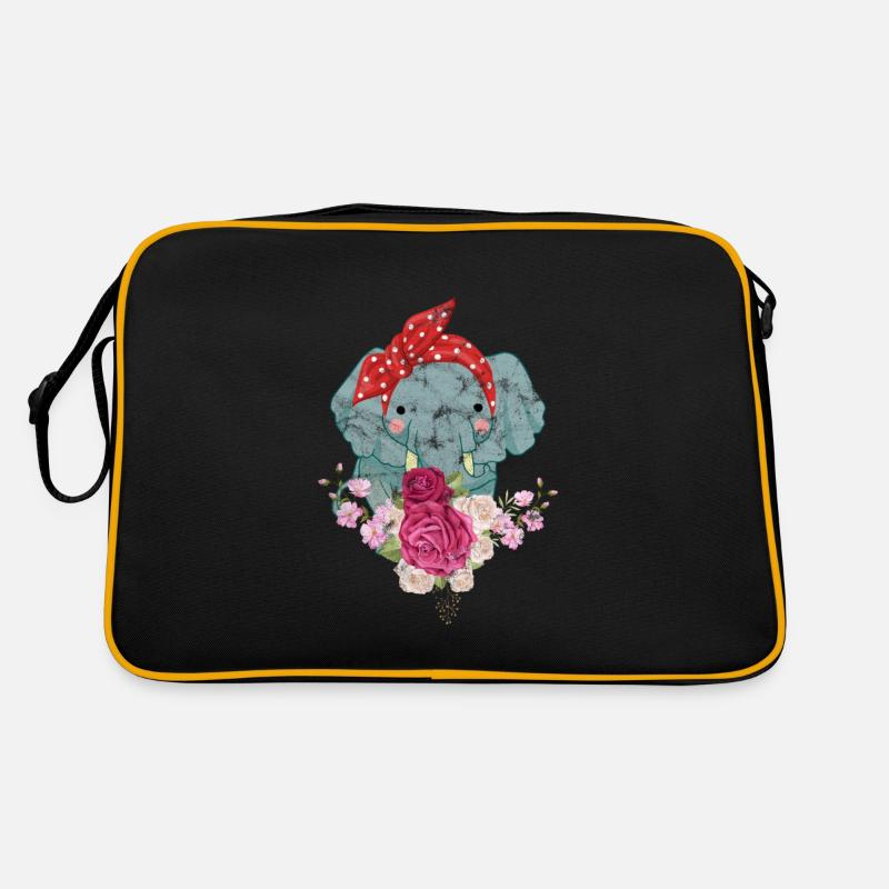 Elefant - Retro Tasche - Schwarz/Gold