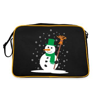Weihnachts-Schneemann - Retro Tasche - Schwarz/Gold - Hinten